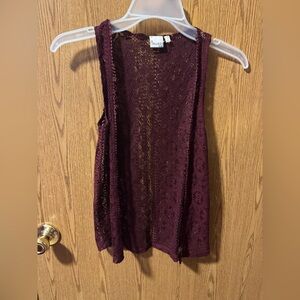 Girls 7/8 Mudd Vintage Y2K Cardigan Maroon Deep Red Knit Top Blouse Vest